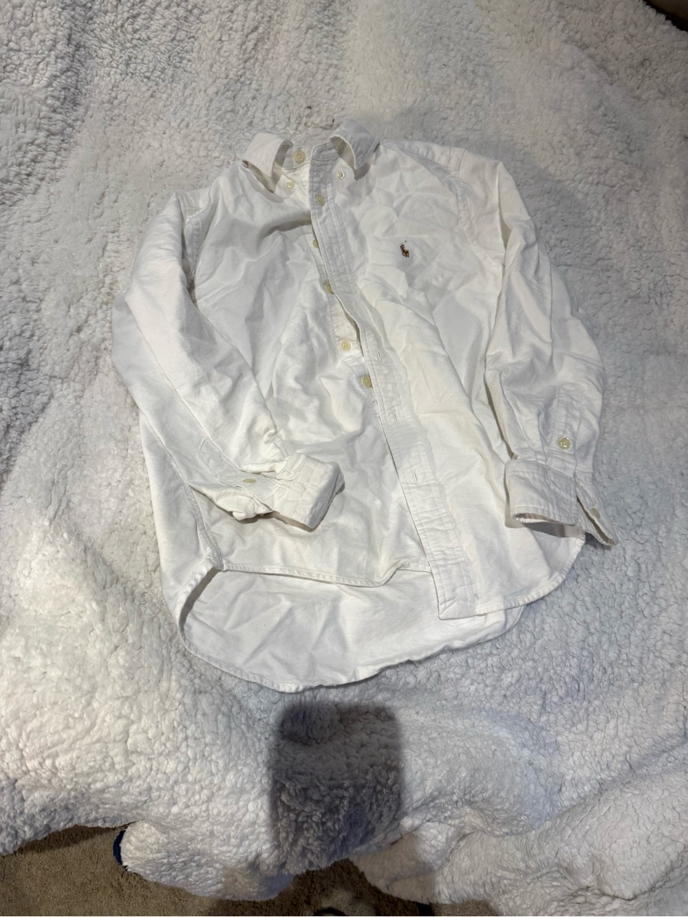 Polo by Ralph Lauren White Button-Down Shirt with Embroidered Pony